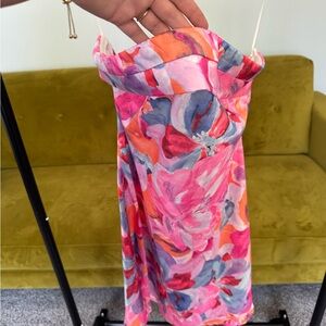 Floral Pink and Orange Mini Dress